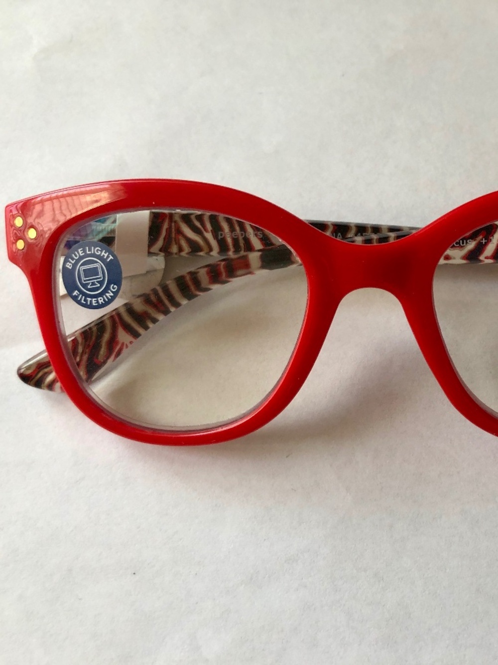 NEW RED & Animal Print PEEPERS BLUE‎ LIGHT READING GLASSES +1.50